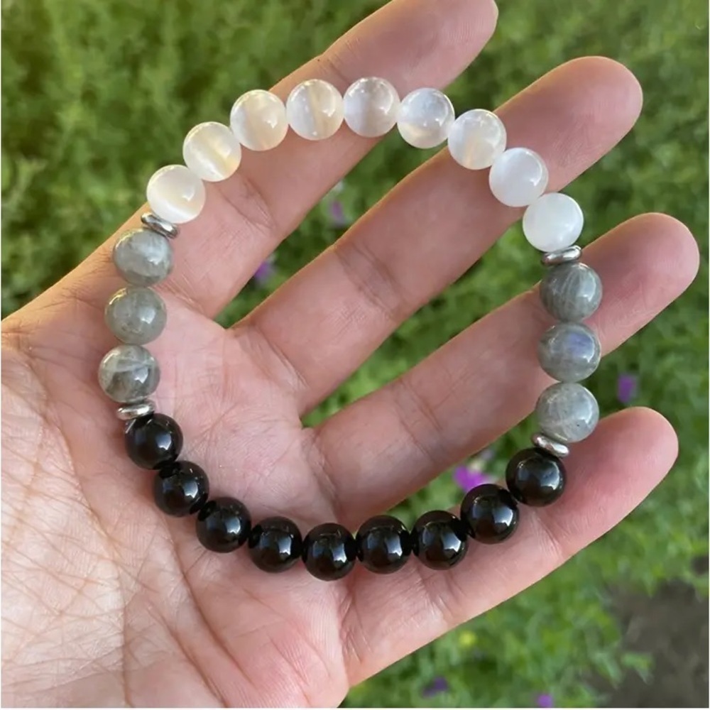 Black Tourmaline Labradorite And Crystal Protection Beaceket - Picture 2 of 5
